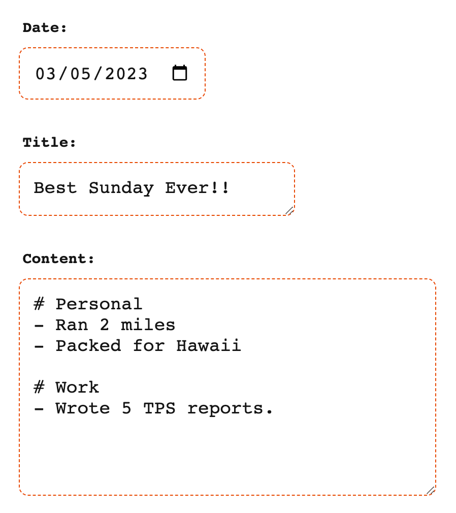 Recorda.day note editor